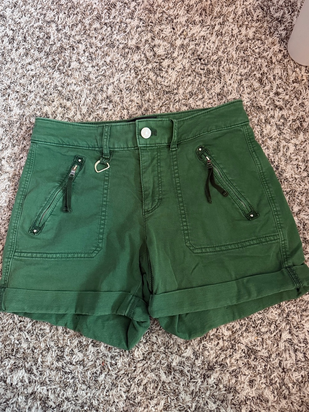 WHBM Green Women's Utility Roll-Cuff Shorts - size OO